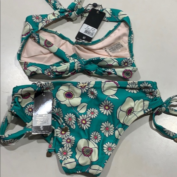 NWT Wildfox Floral Emerald Green Sixties Bikini Se - Picture 3 of 7